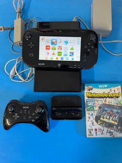 Nintendo Wii U 32GB Console & Gamepad Black Tested & Working w/Cords & Games