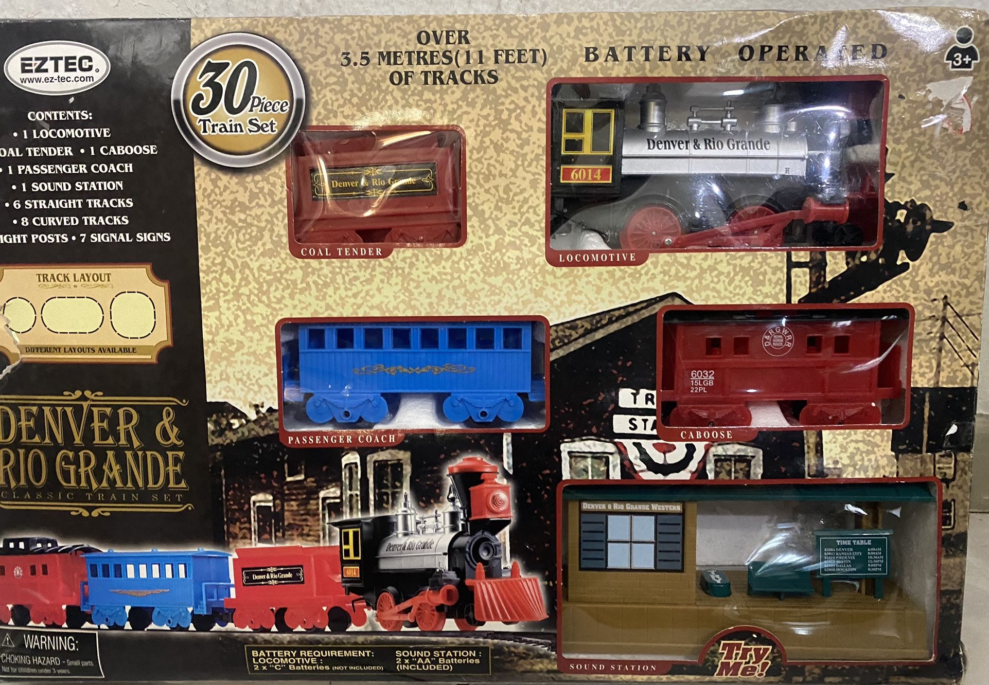EZTEC Train Set Christmas Holidays DENVER & Rio Grande O Gauge Battery Operated