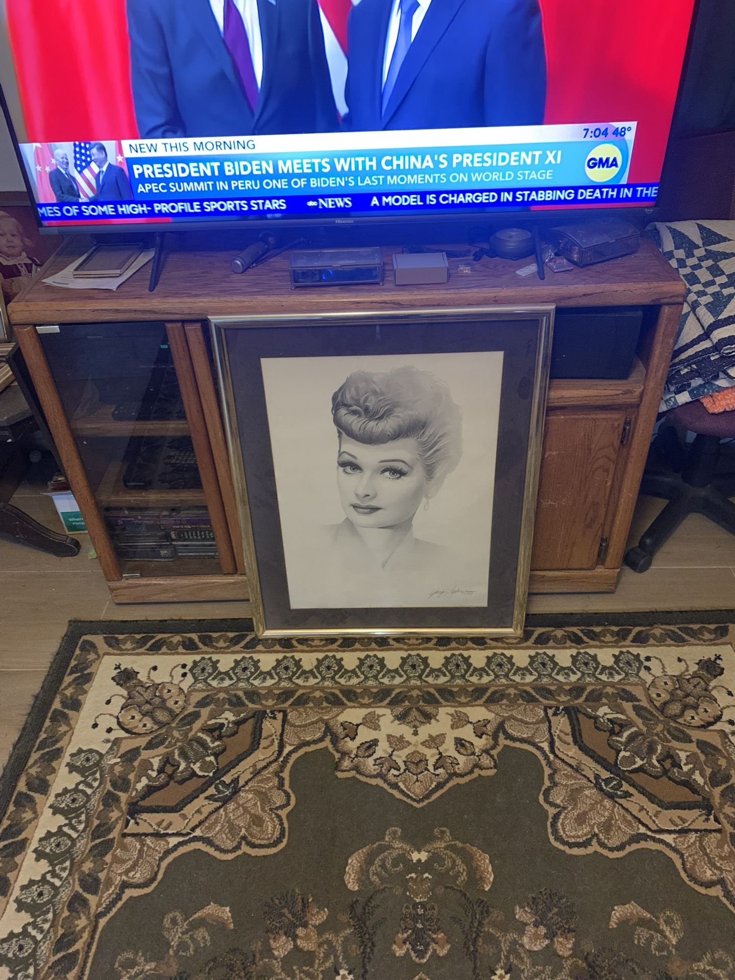 Glass Framed Picture Of Lucille Ball By Gary Saderup 1989