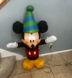Disney Mickey Mouse 4 Foot Airblown Inflatable Birthday Party Decoration Display by Gemmy with Light