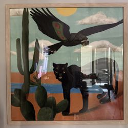 Statement Framed Artwork – Desert Panther Scene | Modern Artistic Decor 🌵✨