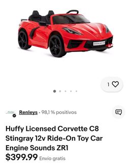 12V Huffy Corvette Stingray, Coche de Paseo con Batería, Niños a Partir de 3 Años,
