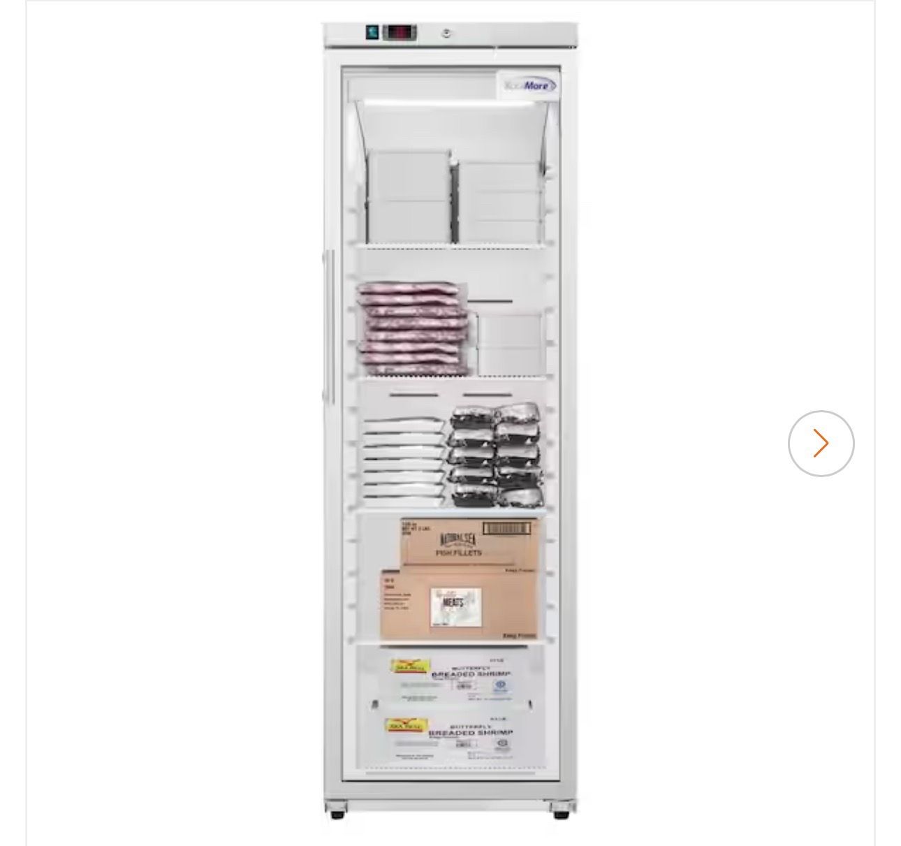 24 In. 12 cu. ft. Auto / Cycle Defrost Commercial Reach-In Upright Freezer with Glass Door in White