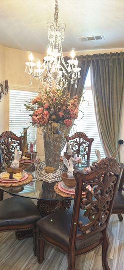 Glass dinning table with showcase