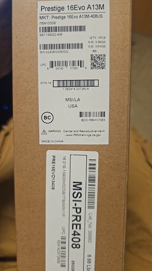 MSI Prestige 16EVO A13M 408US Laptop