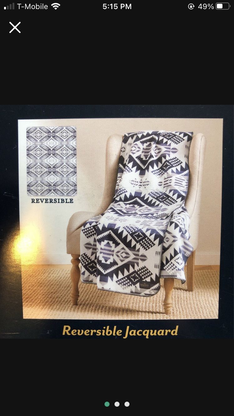 Pendleton Reversible Jacquard Throw Blanket Navy Blue