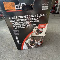 Ridgid K-400 AutoFeed Drain Cleaning Snake Auger 120-Volt Drum Machine and C-45IW 1/2 in. x 75 ft. Cable + Tool Set & Gloves.