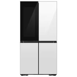 Samsung Bespoke 23 cu. ft. Counter Depth 4-Door Flex French Door Refrigerator in White Glass with Beverage Center
