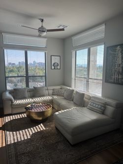White Leather Sectional w/ Right Hand Chaise
