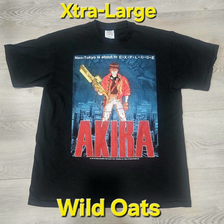 Vintage 1994 Akira Black Tee T-shirt XL Xtra-Large Anime Wild Oats