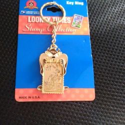 Vtg Looney Tunes Postage Stamp Keychain 