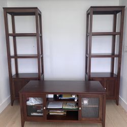 ethan allen TV unit with 2 end pieces 