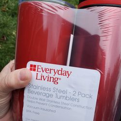 Everday Living Set Of 2 Stainless Tumblers 1 For Hot  1 For Cold