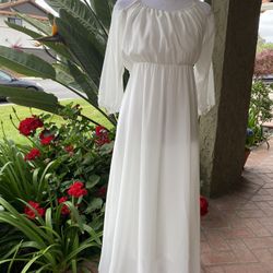 Long White Off Shoulder Chiffon Dress