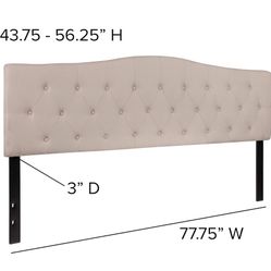 Flash Furniture Cambridge Tufted Upholstered King Size Headboard in Beige Fabric