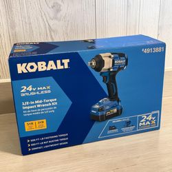 Kobalt 24V Brushless 1/2” Impact Wrench Kit w/ Battery & Charger
