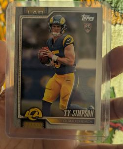 2026 Topps Flagship #302 Ty Simpson rookie card featuring the Los Angeles Rams quarterback