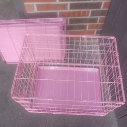 Carlson Secure and Foldable Single Door Wire Dog Crate, Pink - Small