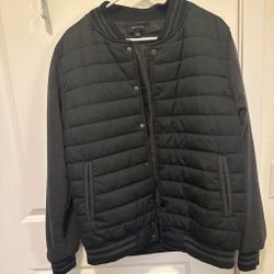 black puffer jacket with grey sleeves #puffer #winterwear
