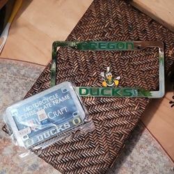 Oregon Duck License Plate Holder, Motor Cycle License Plate  And Key Ring