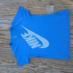 Nike The Nike Tee Blue Logo Short Sleeve Men's Jersey T-Shirt Size L