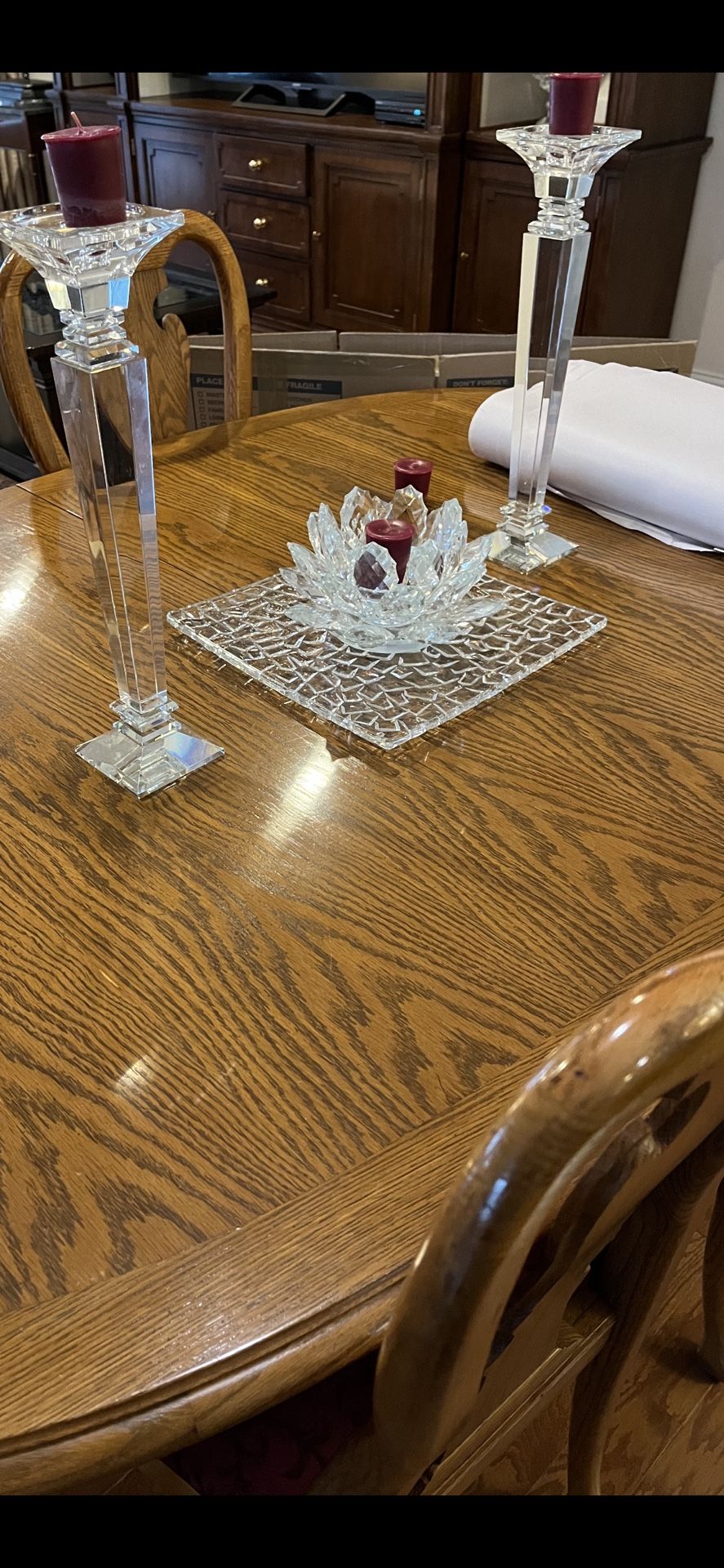 Swarovski Tall Candlesticks With Plate And Bowl Centerpiece