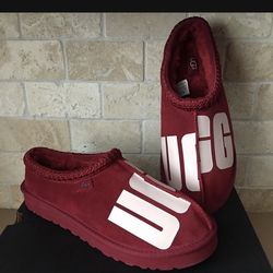 NEW UGG MENS TASMAN CHOPD LOGO RIBBON RED SLIPPER SHOES/ SIZE 11