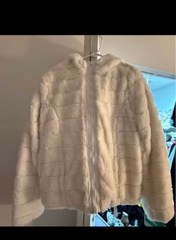 Cream Faux Fur Zip-Up Jacket