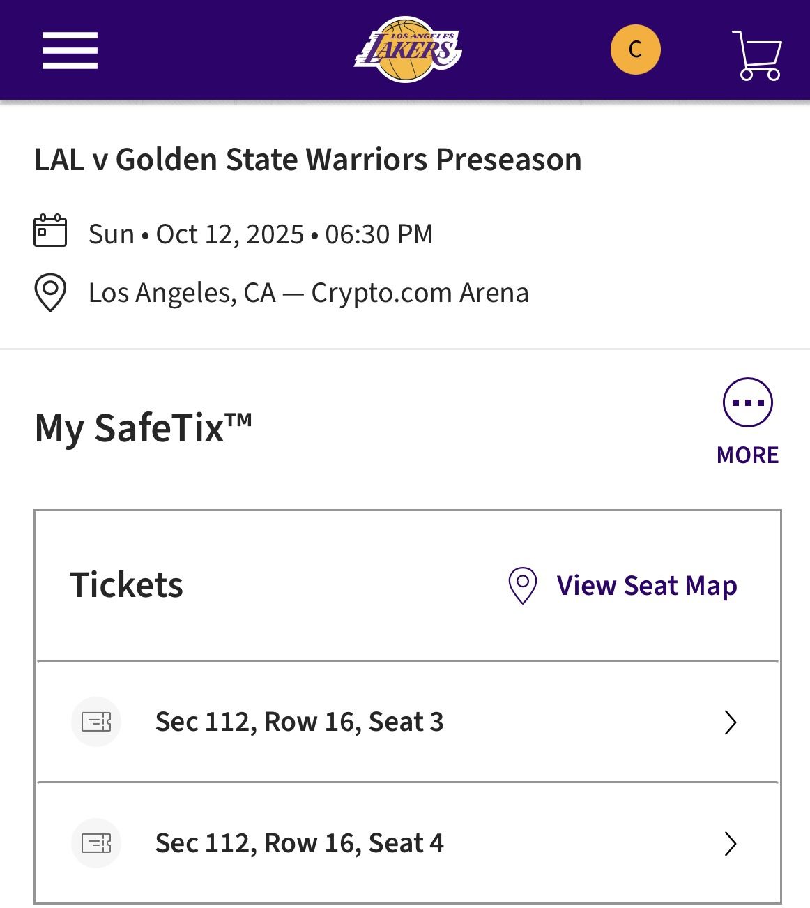LAKERS VS GOLDEN STATE 10/12/25