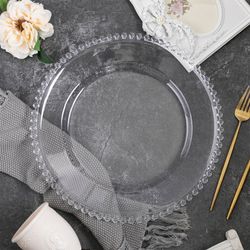 13” Clear Beaded  Charger Plate - Elegant Table Accent
