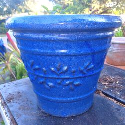 Cobalt Blue Ceramic Planter with Drainage