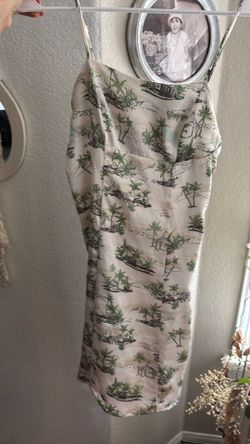 Tropical Print Satin Slip Dress