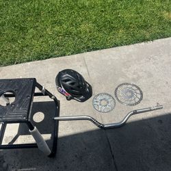 Dirtbike Stand Helmet Rotors Sprocket And Bars