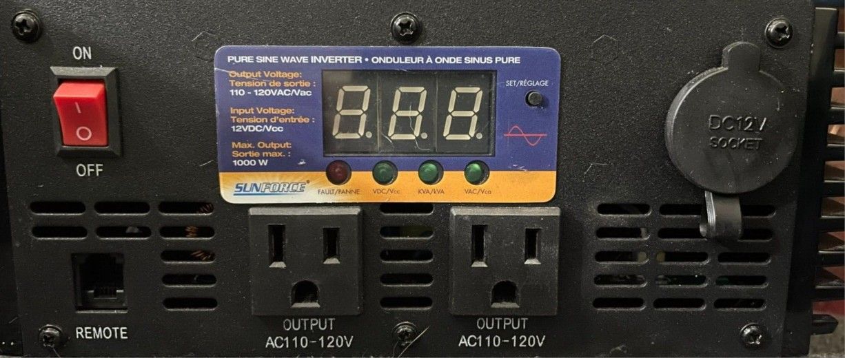 SunForce Pro 1000w Pure Sine Wave DC to AC Power Inverter