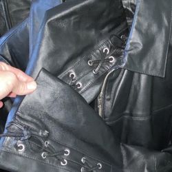 Leather Wrist Tie Women’s Black Jacket