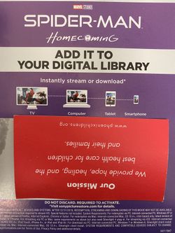 Spider-Man Homecoming Digital Code Movie 