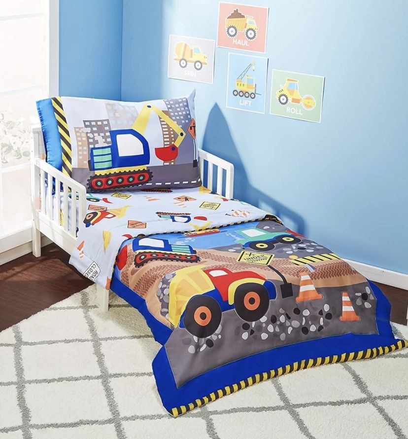 Construction 4-Piece Bedding Set - Fits Toddler/Crib Mattress