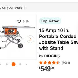 Ridgid Table Saw