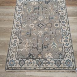 Oushak 4x6 Handknotted Wool Rug 