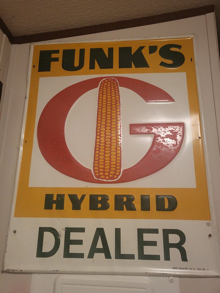 Funk's Hybrid Dealer Metal Advertisement Sign 