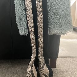 Calvin Klein Tall Black Suede Boots with Snakeskin Leather Trim