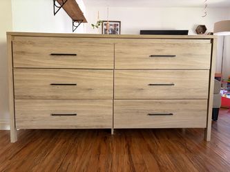 6-Drawer Double Dresser Light Oak Finish