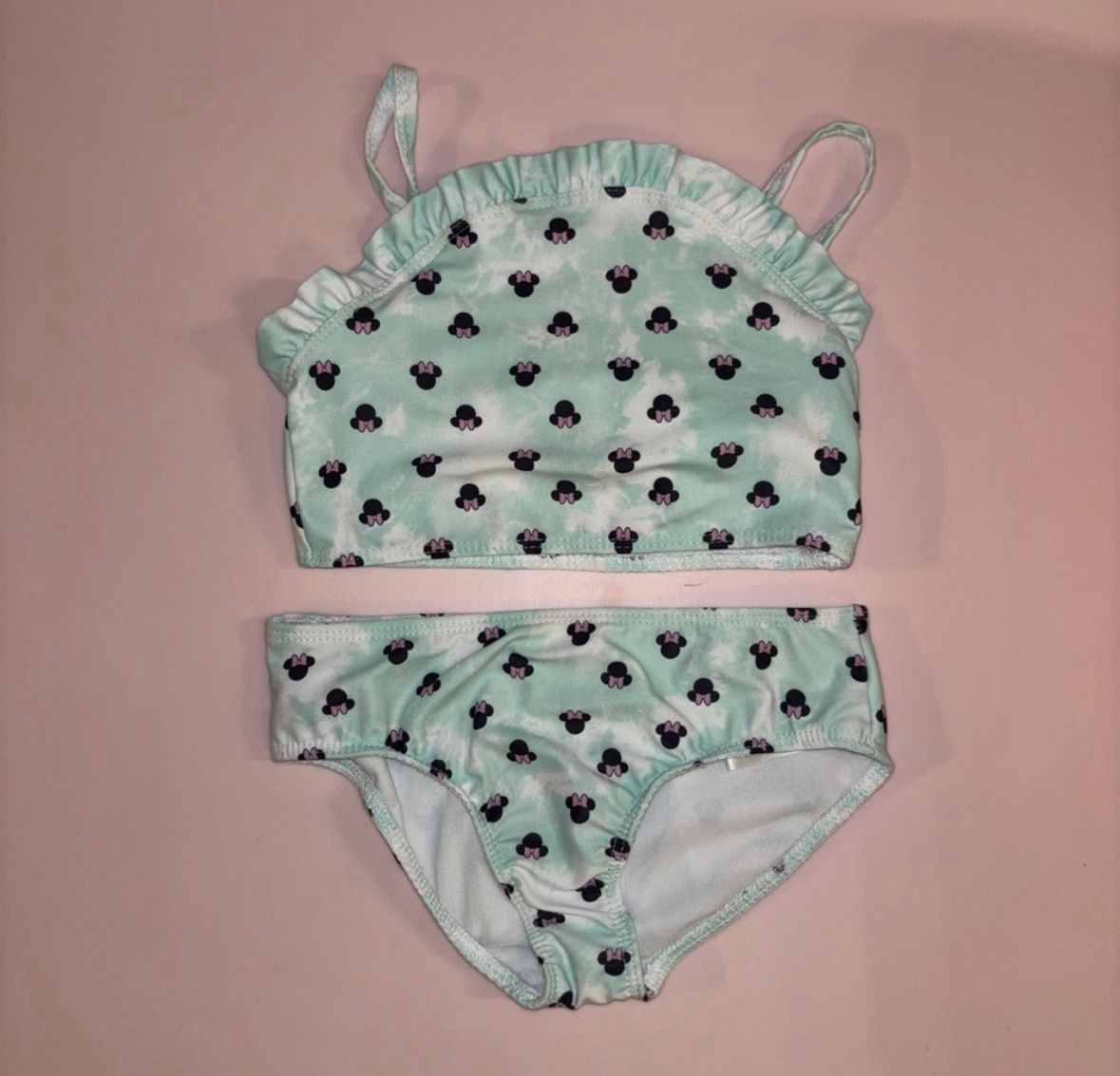 Mint Green Minnie Mouse Toddler Girl Bikini Set Size:2T