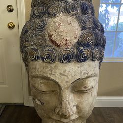 XXLARGE HAND CARVED WOOD BUDDHA HEAD BEAUTIFULf DETAILED BUDDHA BUST   GREAT FOR INTERIOR DECORATION OR GARDEN OR A BUSINESS $6:000.oo 