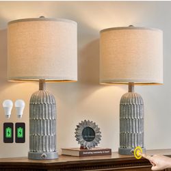 OYEARS 22.5” 3-Way Dimmable Touch Control Table Lamp Set of 2 with Dual USB Charging Ports 