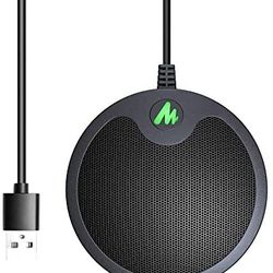 MAONO AU-BM10 Metal Boundary USB Conference Computer Microphone Desktop Microphone with Mute and Omnidirectional Headphone Playback Plug & Play PC Mic
