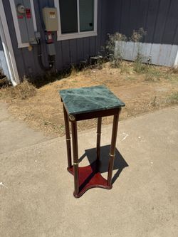 GREEN MARBLE TOP END TABLE