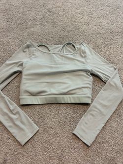 Move Theology Womens Mesh Long Sleeve Crop Top mint  Activewear Size small