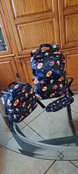 Backpack with lunch box and pencil case