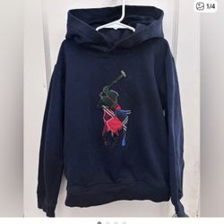 Navy blue polo Ralph Lauren boys Fleece Hoodie Size 10-12